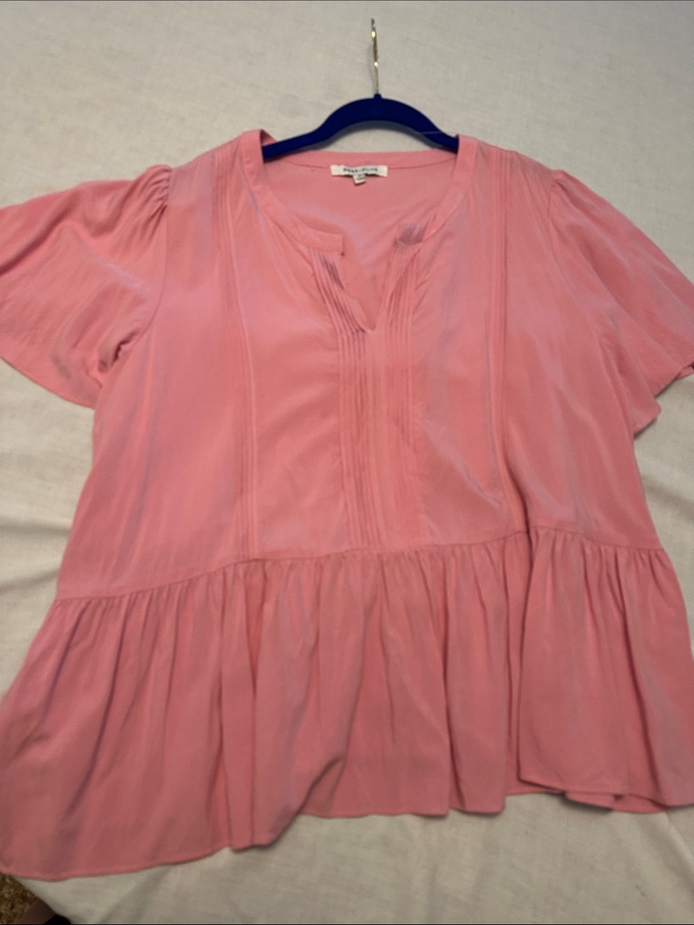 Rose & Olive Pink Peplum V-Neck Tunic